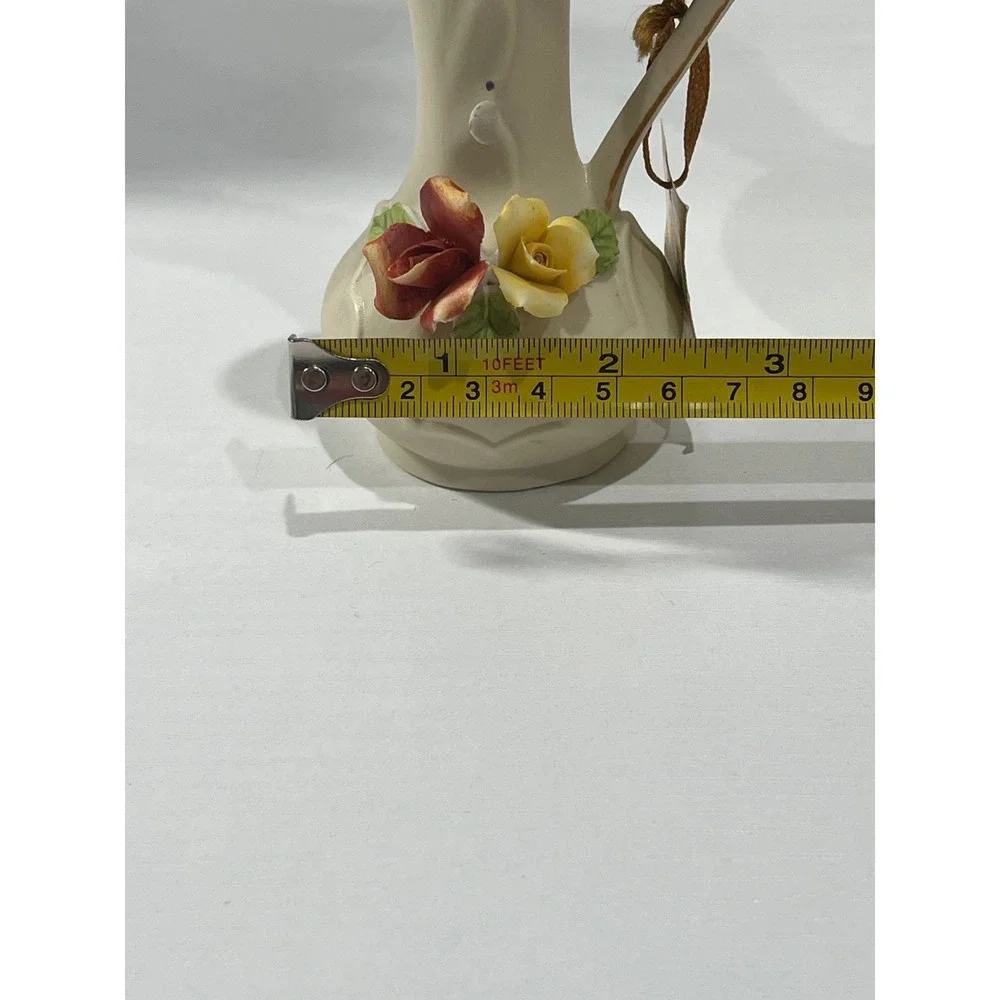 Vintage Lenox Bud Vase and Arnart Miniature Porcelain Pitcher Set Ivory Floral